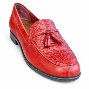 Naturalizer Red Leather Tassel Basket Weave Loafers Women’s 8.5 Comfort Flats
